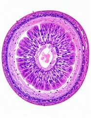 Ascaris Cross Section Parasite, Intestine, Microscopic View, isolated on white background