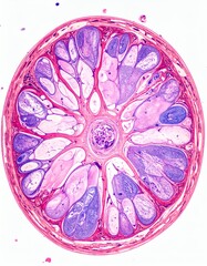 Testis Histology Seminiferous Tubules Cross Section, Medical Science, isolated on white background