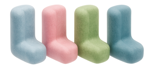 Soft felt corner protectors for school furniture to reduce injury risk.