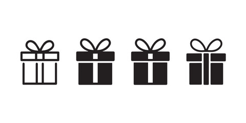 gift present iconography pack four box variations bow ribbon flat vector ai eps svg for apps