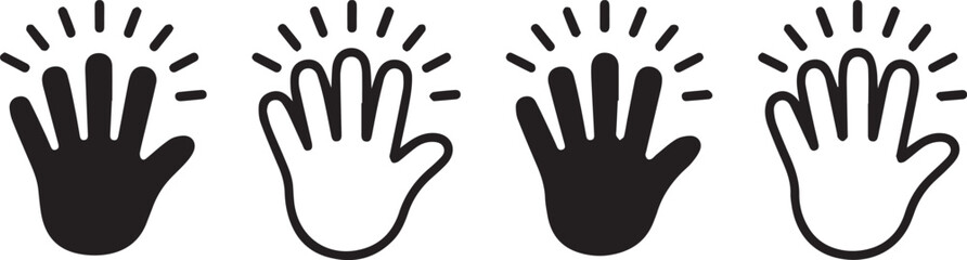 raised hand icon pack minimal flat vector illustrations for social interaction support notifications and accessibility