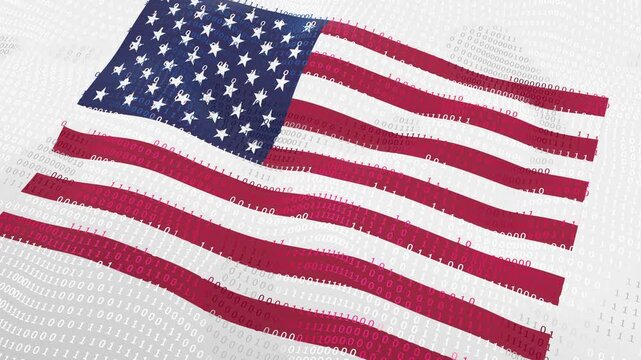 Digital American Flag 3D Animation can be used in cybersecurity visuals, national technology projects, data network presentations, and patriotic digital art