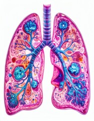 Lung Cancer Illustration Tumor, Disease, Respiratory System, isolated on white background