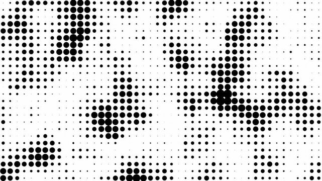 Halftone Circle Grid 2D Animation loop can be used in generative art templates, optical design projects, fashion patterns, and data visualization templates