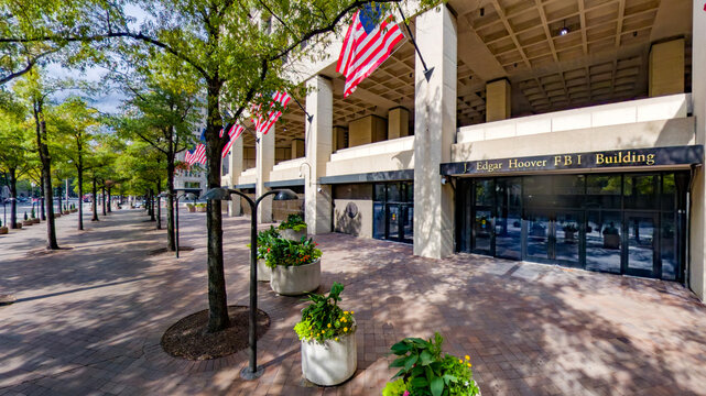 FBI office complex in Washington DC on sunny day with no people
