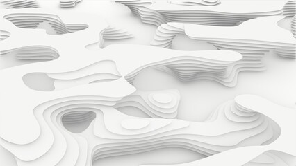 Minimal Topographic Layers 3D illustration can be used in satisfying motion art, modern minimalist design, relaxing backgrounds, and luxury visual templates