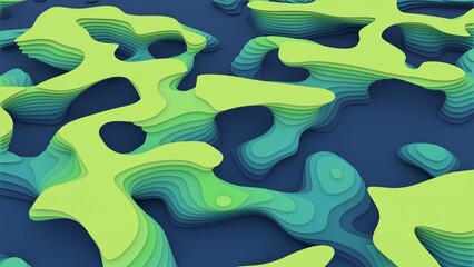 Topographic data layers 3D illustration can be used in abstract geography visuals, scientific visualization, digital elevation models, and environmental design projects