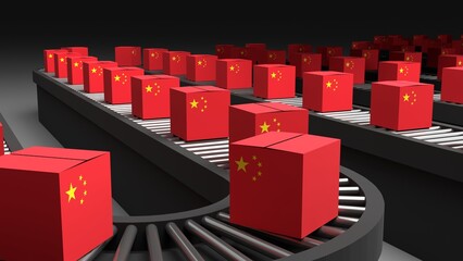 Chinese Trade War 3D representation can be used in global commerce visuals, supply chain discussions, manufacturing economy projects, and export industry presentations