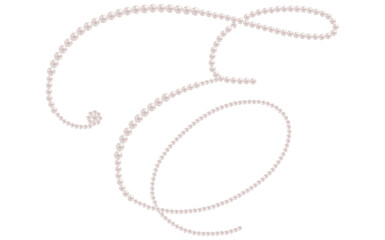 White Pearls Alphabet Letter E Luxury Text Design Vector Illustration.	