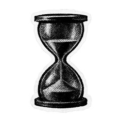 Plakat PNG Vintage monochrome hourglass illustration.