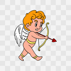 Obraz premium Charming hand-drawn Cupid illustration on transparent background Valentine’s Day designs. Cute and romantic symbol of love
