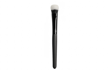 Face makeup brush with white bristles on transparent