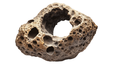 Detailed cosmic rock model in outer space showcasing planetary science and celestial objects isolated on transparent background PNG