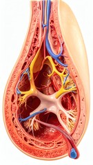 Pituitary Gland Anatomy Medical Illustration of Human Endocrine System, isolated on white background
