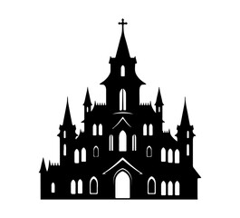 Obraz premium vector illustration of church in the night