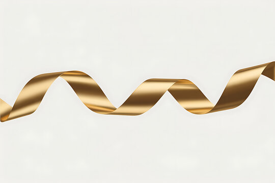 Shimmering golden ribbon elegantly curves, conveying celebration, luxury, and a sense of graceful movement.