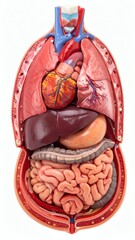 Human Torso Anatomy Model Internal Organs, Educational Medical Tool, isolated on white background