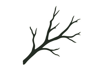 Fototapeta premium Bare tree branch silhouette on transparent background, symbolizing winter, nature, or growth and renewal