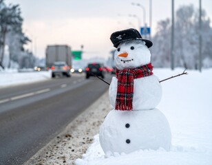 Fototapeta premium Highway Snowman