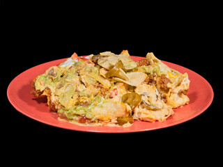 Nachos on Red Plate