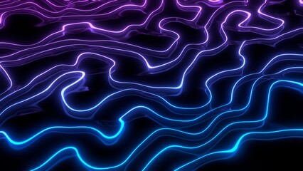 Neon Glowing Waves 3D illustration can be used in trippy motion graphics, cyber visuals, nightclub design, and futuristic soundwave projects