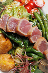 Gourmet Seared Tuna Nioise Salad with Fresh Vegetables and Potatoes