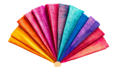 Bright decorative display showing colorful Holi water sprayers in a fan pattern for joyful celebration isolated on transparent background PNG