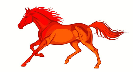 Fiery Horse Dynamic Illustration of a Red and Orange Equine in Motion