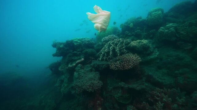 Plastic on the great barrier reef pacific coral