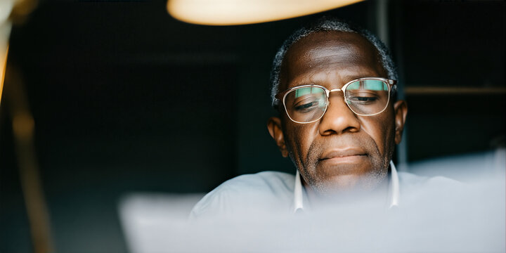 Business owner signing paper and considering paperwork, mature and experienced