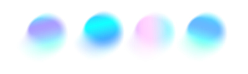 Set color circle gradient noise gradation. Abstract neon color blur mesh shape on white background. Gradient aura, watercolor blob with noise effect vector illustration © Doloves