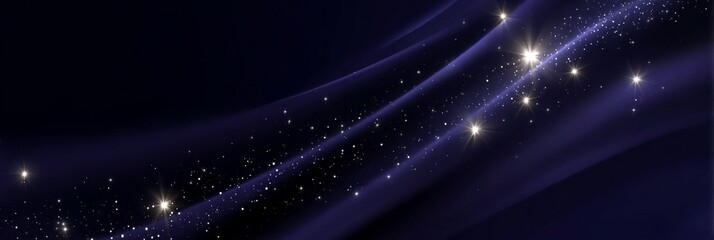 Obraz premium Elegant abstract galaxy background featuring glowing stars and a smooth navy gradient with soft light reflections and minimal cosmic design.