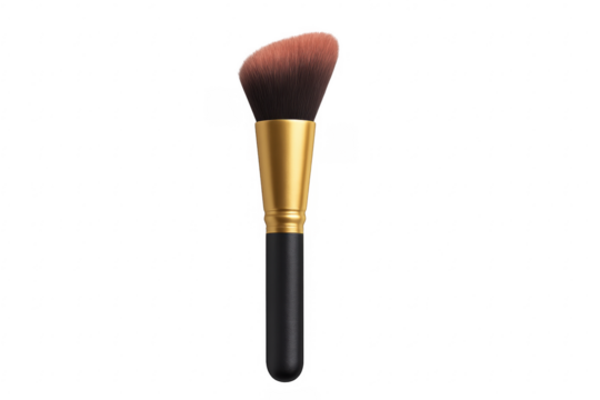 Angled makeup brush for cosmetic beauty application on transparent background