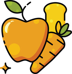 Nutritious diet with apple, carrot, and bread for wellness. Bright and vibrant image suitable for promoting healthy lifestyle and nutrition.