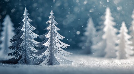 Obraz premium small white pine forest on snow