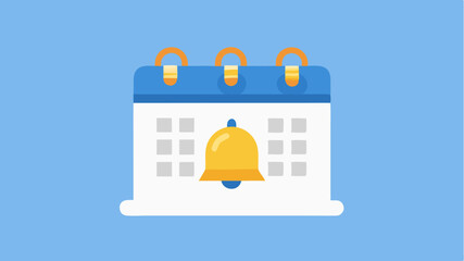 An alarm bell icon merging into a calendar emphasizing reminders and deadline alerts in a cohesive design.