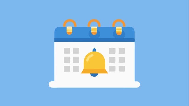 An alarm bell icon merging into a calendar emphasizing reminders and deadline alerts in a cohesive design.