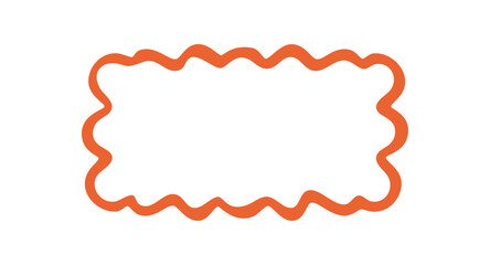 Groovy retro rectangle wavy outline frame stands out with bold funky squiggle border. Orange y2k graphic element adds modern pop background style, perfect for trendy visual projects.