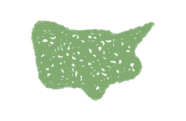 Wavy green crayon speech balloon sketch with organic rectangle shape. Abstract cloud textbox and message comment style, hand drawn look for bold communication or creative graphic concept.