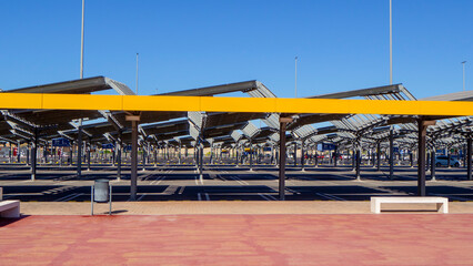 Car parking with solar panels instead of a roof.
