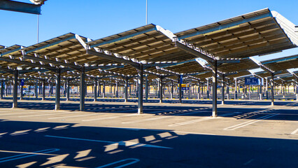 Car parking with solar panels instead of a roof.