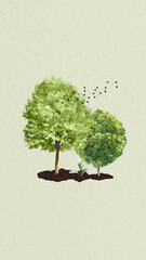 Trees environment aesthetic iPhone wallpaper, creative remix