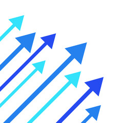 上昇する複数の矢印のイラスト　青