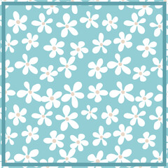 Print for kerchief, bandana, scarf, handkerchief, shawl, neck scarf. Squared pattern with ornament for fabric, textile, silk products. Paisley vector with abstract flowers. Floral folk tracery.