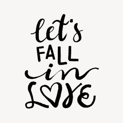 Let's fall in love word doodle illustration design