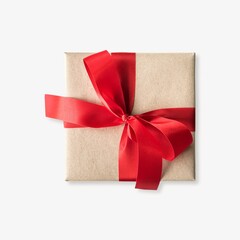 Gift wrapped with a red ribbon