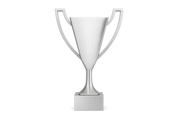 Silver award trophy representing success, championship, and achievement on transparent background