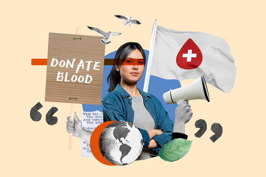 Donate blood word, charity campaign remix