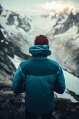 Man watching Chamonix Alps in France
