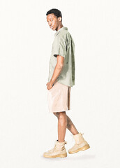 Naklejka premium Teenage boy, street fashion, watercolor illustration, full body